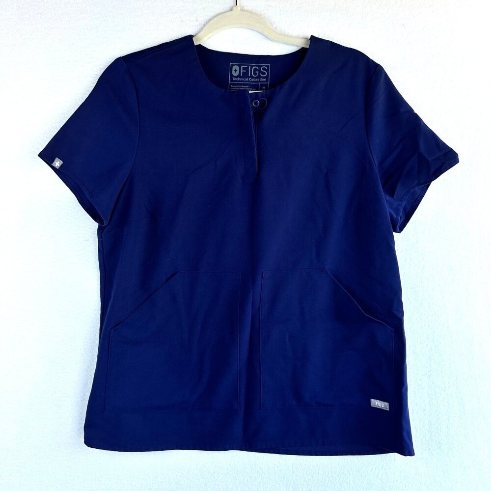 FIGS Technical Collection Scrubs Top Womens M Navy Blue Medical Kasane Shirt